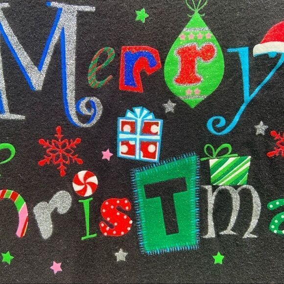 Merry Christmas Glitter Long Sleeve Tee Size Large - Picture 4 of 7